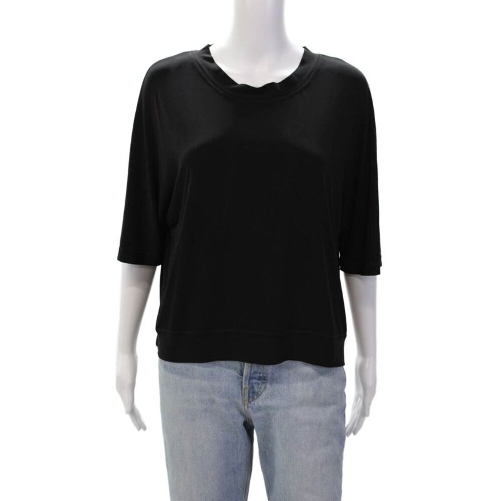 Planet Womens Color Block Crew Neck Short Sleeve Blouse Top Black White Size OS